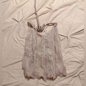 Victorias Secret lacy pink corset with boning